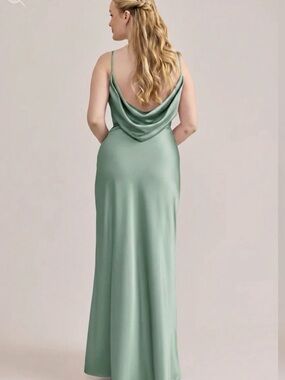 Revelry Nadia Satin Dress - Sage Green